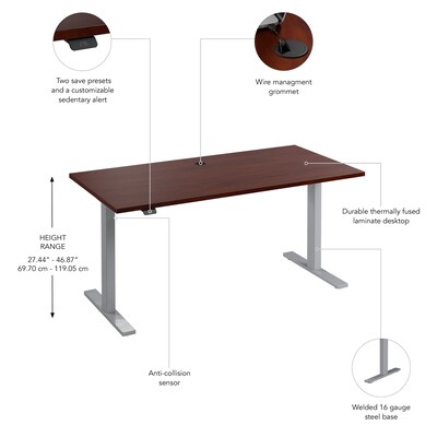 Bush Business Furniture Move 60 Series 60"W Electric Height Adjustable Standing Desk, Hansen Cherry (M6S6030HCSK)