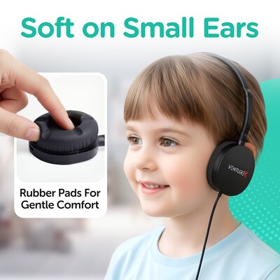VentureX K22 3.5mm Kids Learning Stereo Phone & Computer Headphone, Black, 50/Pack (VHPK22M50)