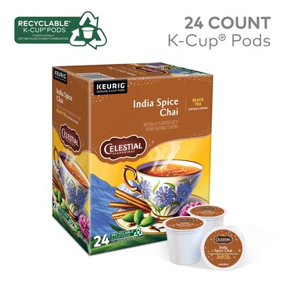 Celestial Seasonings India Spice Chai Tea, 0.13 oz. Keurig® K-Cup® Pods, 24/Box (14738)