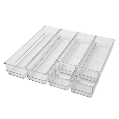 Martha Stewart Miles Plastic Stackable Office Desk Drawer Organizer, Various Sizes, 6/Set (BEPB58346