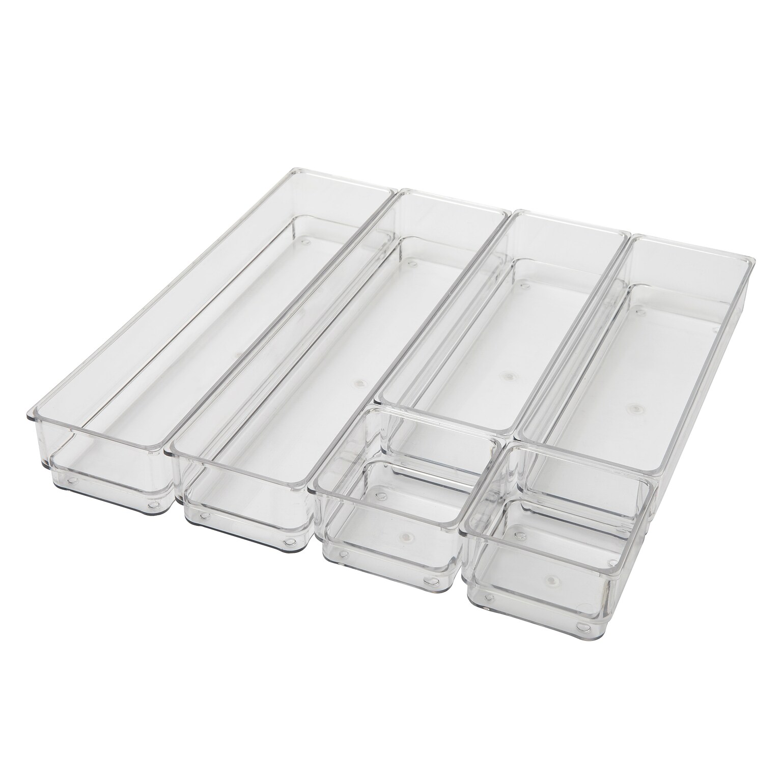 Martha Stewart Miles Plastic Stackable Office Desk Drawer Organizer, Various Sizes, 6/Set (BEPB583466CGD)