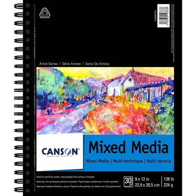 Canson Artist Series 9 x 12 Wire Bound Mixed Media Sketch Pad, 30 Sheets/Pad, 2/Bundle (MCXC400059