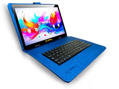 Linsay F10 Series 10.1" Tablet, Wi-Fi, Octa Core, 256GB eMMC, Android 15, with Blue Unique Oracle Keyboard Case & Briefcase