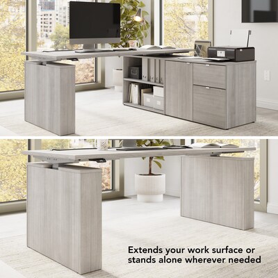 Bush Business Furniture Stratus 24H Storage Cabinet with 2 Shelves, 2 Drawers, Platinum Gray (SUS130PG)