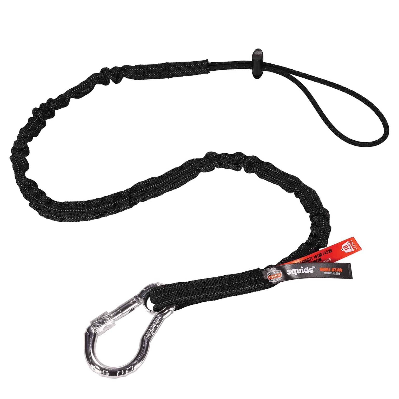Ergodyne Squids Extended Single Carabiner, 10 lb. Capacity, Black, Each (19012)