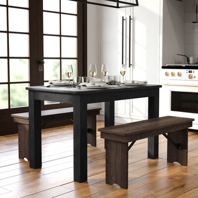 Flash Furniture HERCULES 46" Farm Dining Table, Black Wash (XAF46X30BW)
