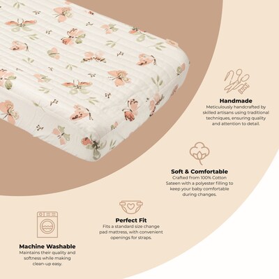 Cane Baby Parker Quilted Change Pad Cover, Butterfly (BC-100CPC-5)