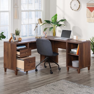 Sauder Willow Place 65"W L-Shaped Home Office Desk, Grand Walnut (433812)