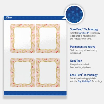 Avery Rectangle Multipurpose Labels, 4" x 3-1/3", White, 40/Pack (19479370488)