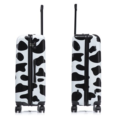 InUSA Prints 28" Hardside Suitcase, 4-Wheeled Spinner, TSA Checkpoint Friendly, Cow Animal Print (IUAPC00L-COW)