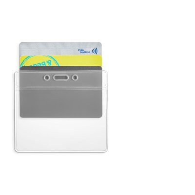 Staples Heavy-Duty ID Badge Holders, 3-3/8 x 3-7/8, Plastic, Clear, 50/Pack (37867)
