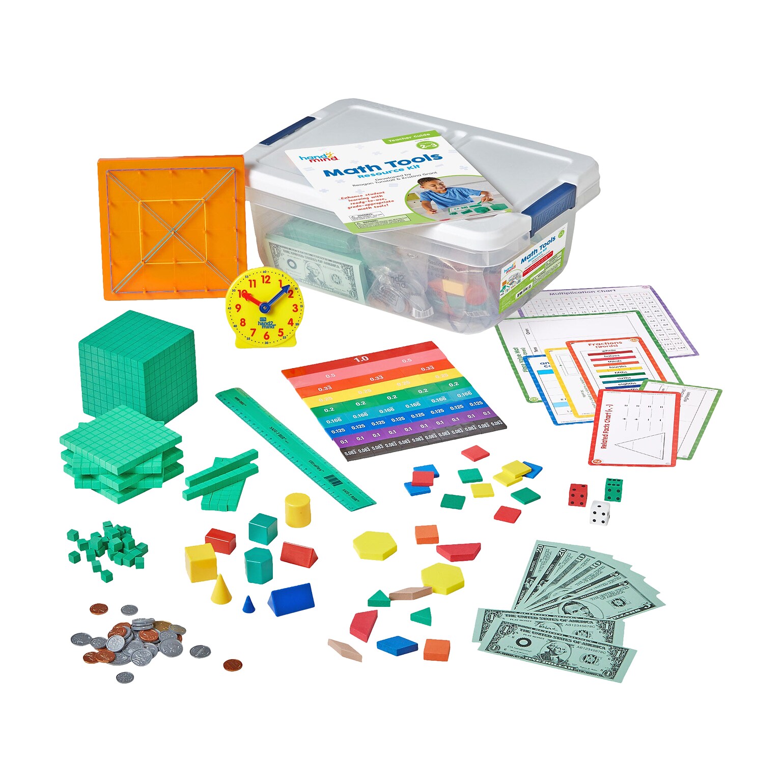 hand2mind Math Tools Resource Kit for Grades 2-3, Manipulative, Assorted Colors (95876)