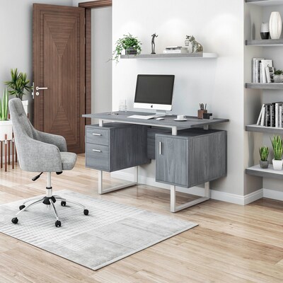 Techni Mobili 51.25W Modern Office Desk with Storage, Gray (RTA-7002-GRY)