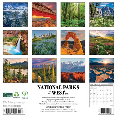 2026 Willow Creek National Parks of the West 12 x 12 Monthly Wall Calendar (52143)