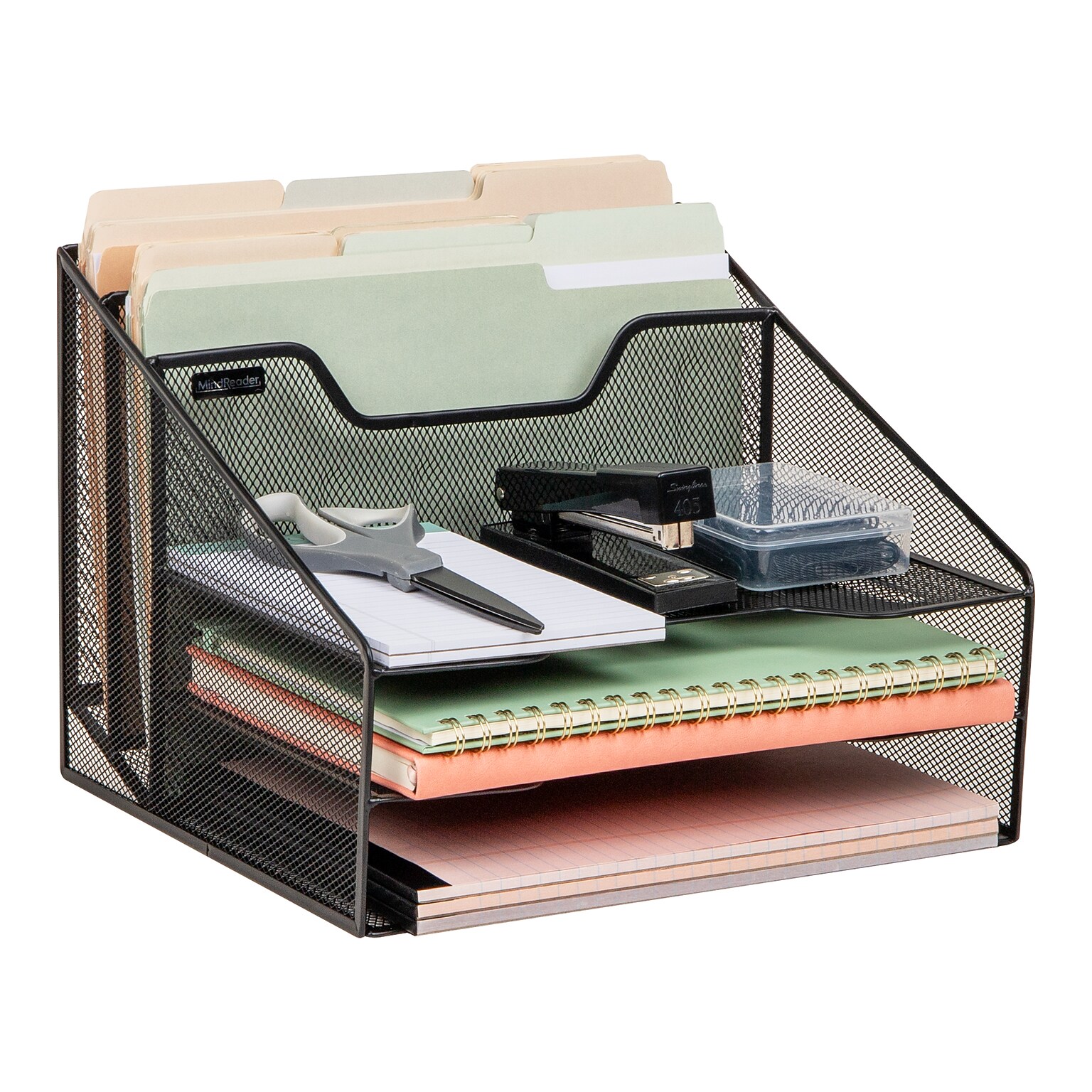 Mind Reader 5-Compartment Metal Mesh File Organizer, Black (MESHBOX5-BLK)
