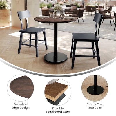 Flash Furniture Acadia 31.25" Round Wooden Dining Table with Round Base, Dark Brown/Black Base (STRD31WBRTR18)