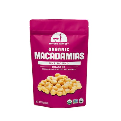 Mavuno Harvest Organic Dry Roasted Macadamias, 1 lb. Bag (MAHW-MACD1LB)