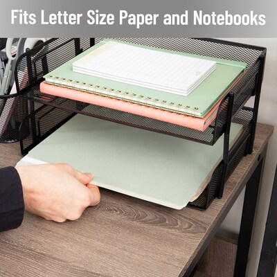 Mind Reader Metal Side Loading Stackable Letter Tray, Letter Size, Black (ESTACK2-BLK)