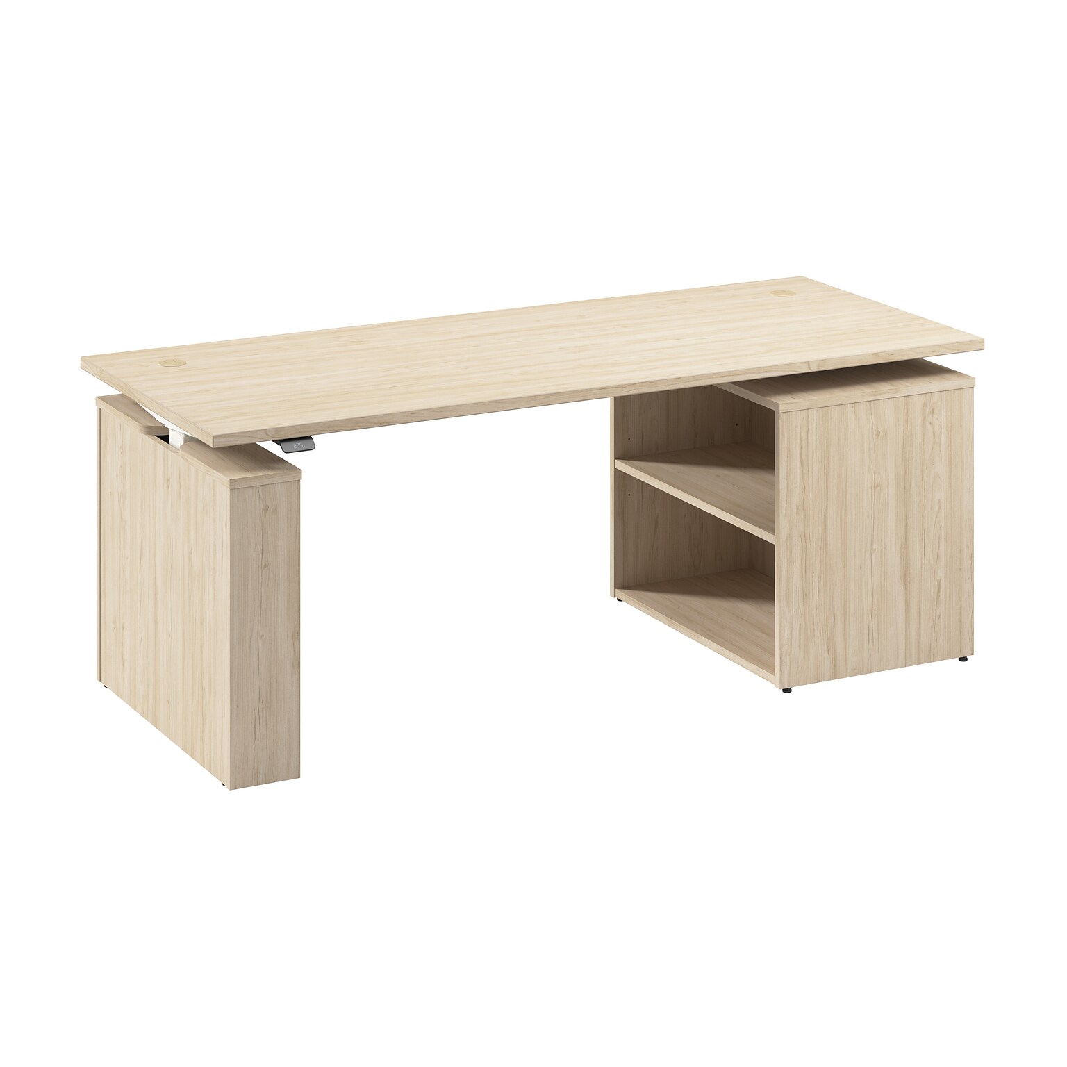 Bush Business Furniture Stratus 72W Electric Adjustable Standing Desk with Bookcase, Natural Elm (SUT006NE)
