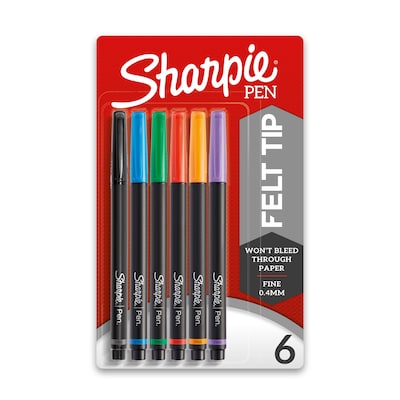 Sharpie Felt Pen, Fine Point, 0.4 mm, Assorted Ink, Dozen (1802226)