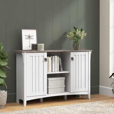 Bush Home Salinas Accent Storage Cabinet with Doors, Shiplap Gray/Pure White (SAS147G2W-03)