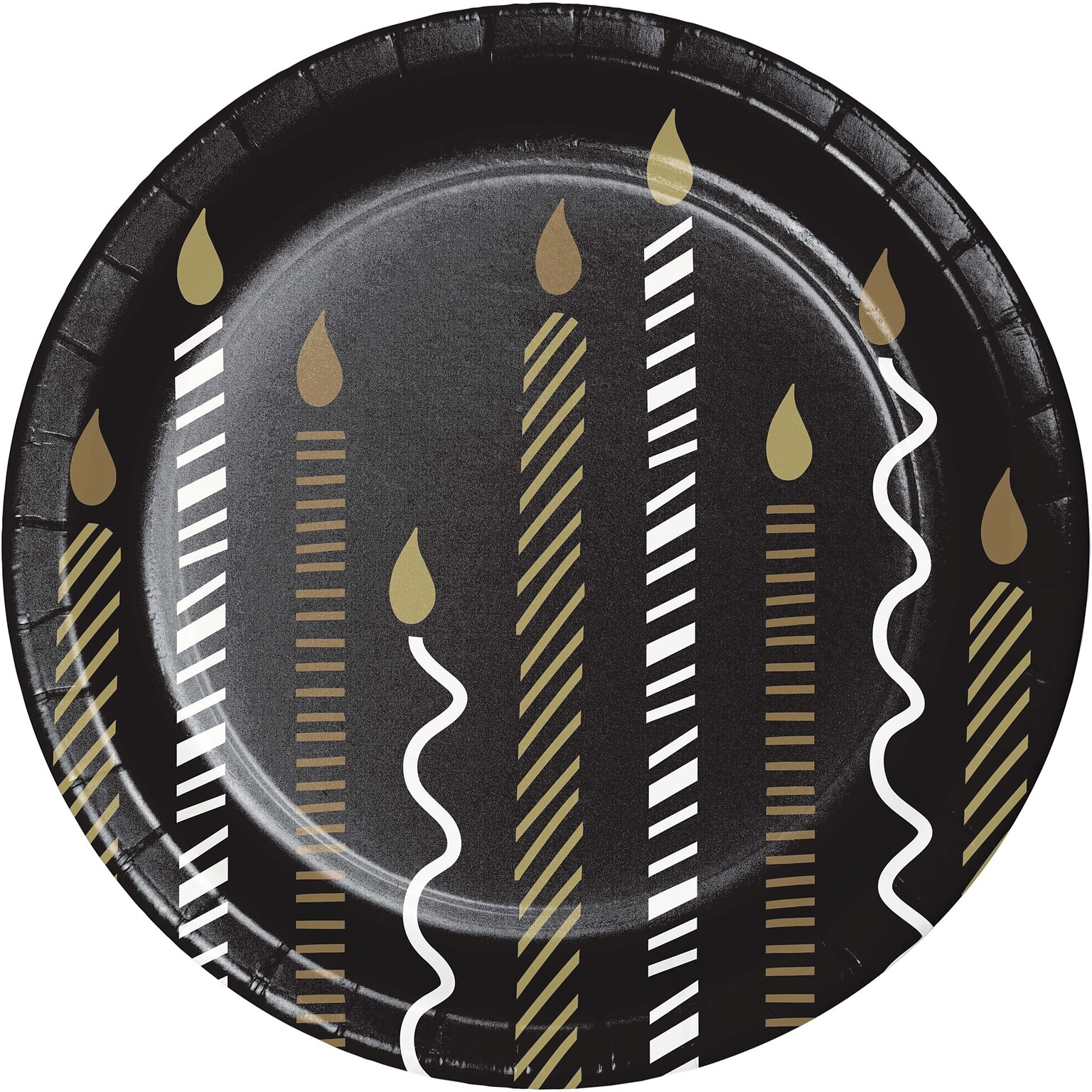 Creative Converting Golden Wishes Dessert Paper Plates, Black/Gold, 32/Pack (DTC365090PLT)