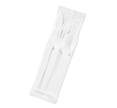 Dixie Individually Wrapped Polystyrene Cutlery Set, Medium-Weight, White, 4 Pieces/Set, 250/Carton (