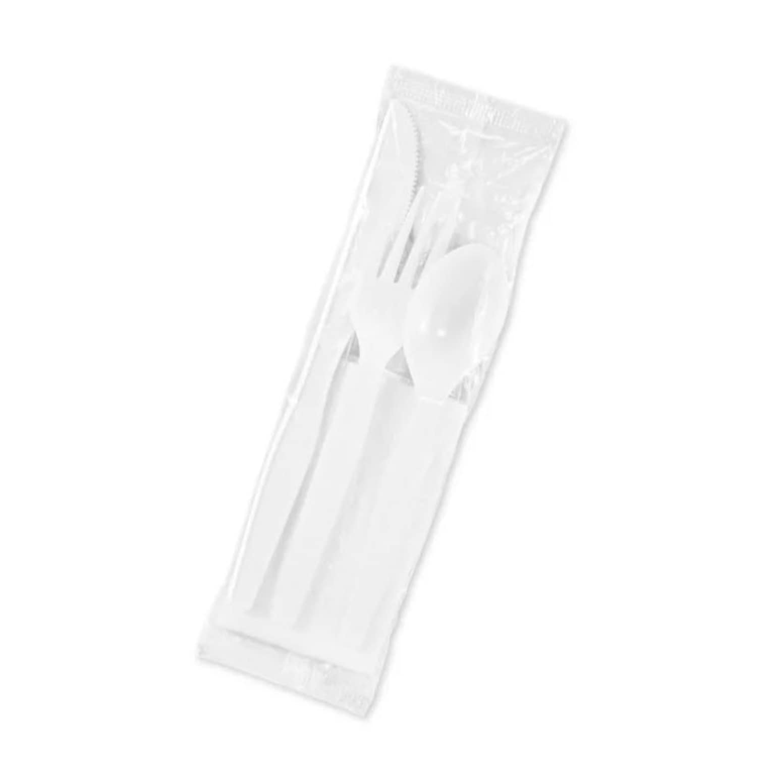 Dixie Individually Wrapped Polystyrene Cutlery Set, Medium-Weight, White, 4 Pieces/Set, 250/Carton (CM26NC7)