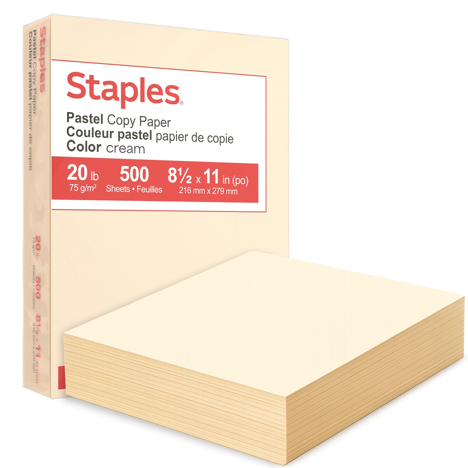 Staples Pastel Colored Copy Paper 8 1/2-Inch x 11-Inch Cream 500/Ream
