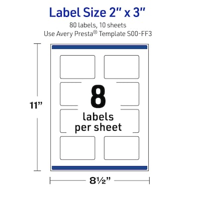Avery Rectangle Multipurpose Labels, 2" x 3", White, 80/Pack (19479370497)