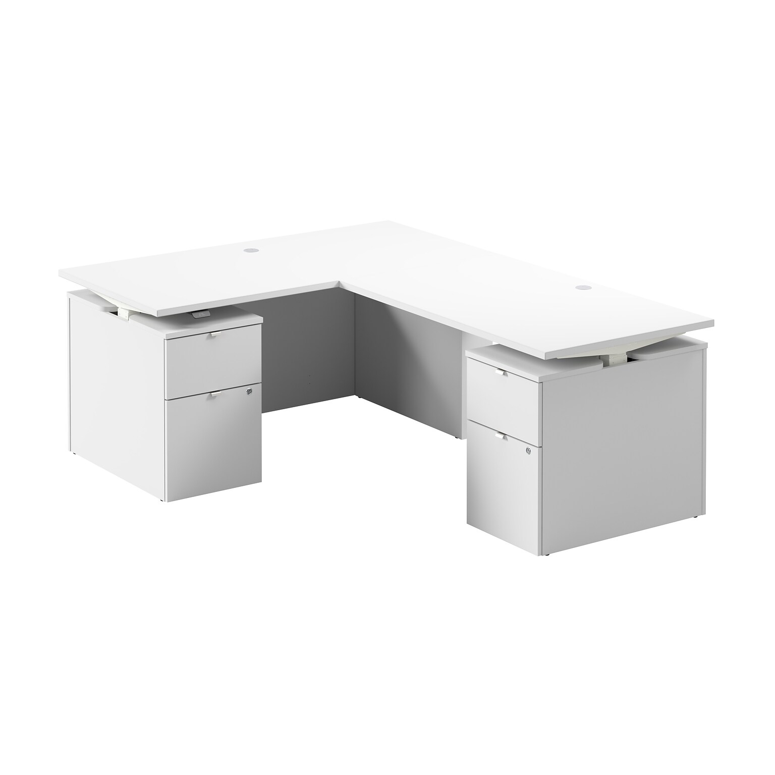 Bush Business Furniture Stratus 60W Electric L-Shaped Adjustable Standing Desk with Drawers, White (SUT017WH)