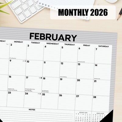 2026 Willow Creek Pinstripe 22" x 17" Monthly Desk Pad Calendar, Gray (57261)