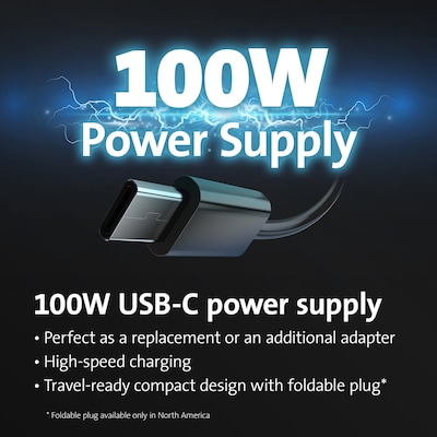 Kensington 100W USB-C GaN Power Adapter, Black (K33821NA)