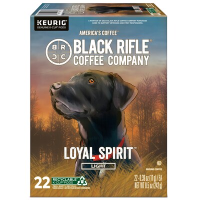 Black Rifle Coffee Company Loyal Spirit Coffee Keurig® K-Cup® Pods, Light Roast, 88/Carton (5000384042CT)