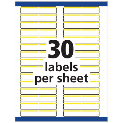 Avery TrueBlock Laser/Inkjet File Folder Labels, 2/3" x 3-7/16", White/Yellow, 1,500 Labels/Pack (5966)