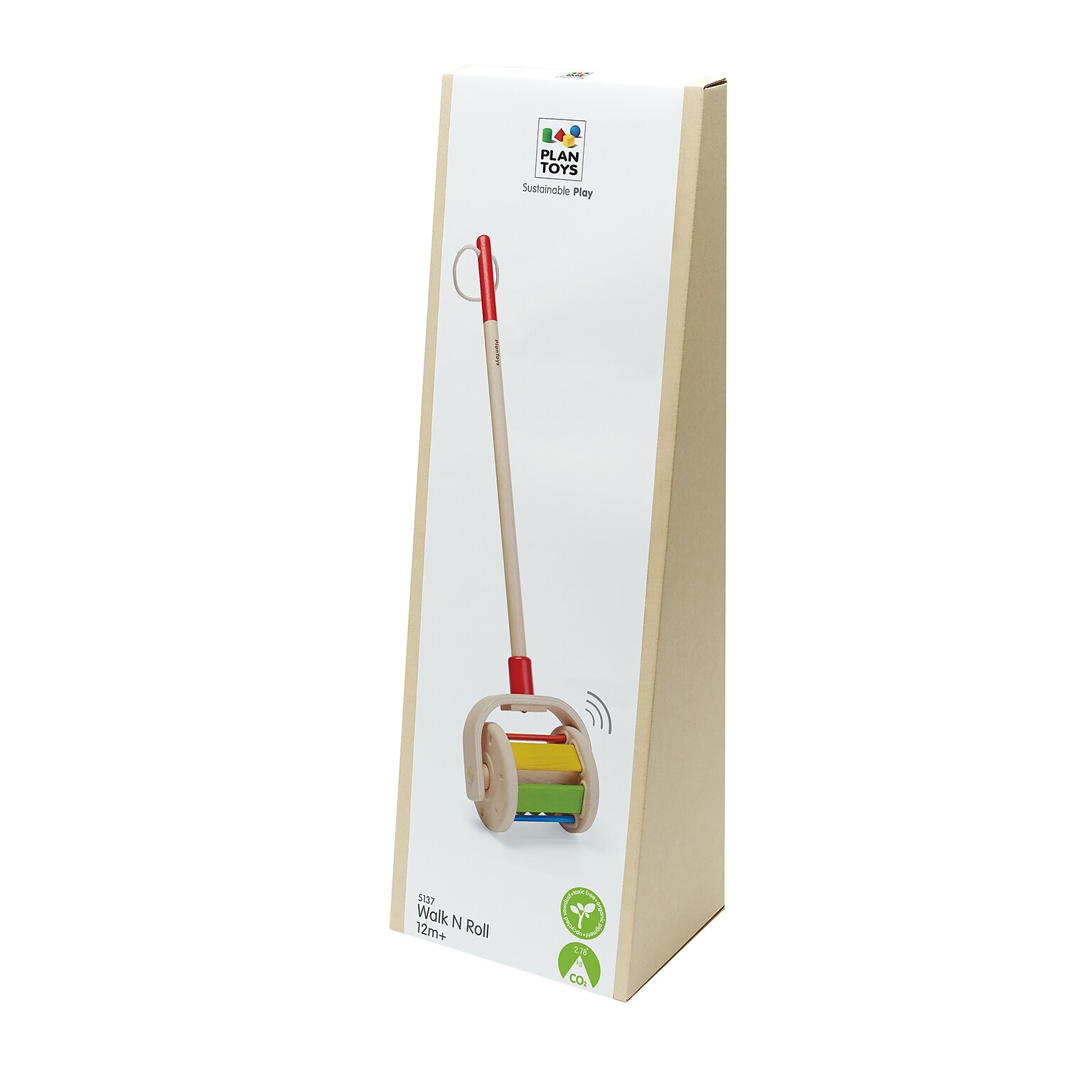 Plan Toys Walk N Roll Wooden Push & Pull Toy, Multicolored (PTS5137)