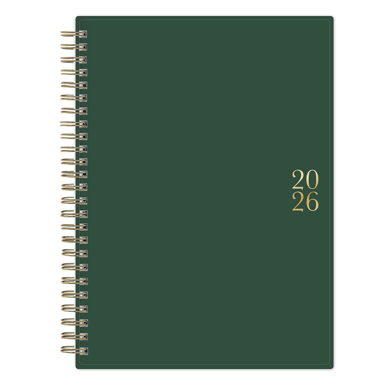 2026 Blue Sky Bespoke Letterpress 8.5 x 11 Calendar Year Weekly & Monthly Planner, Plastic Cover, Deep Forest Green (156225)