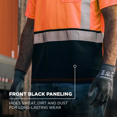 Ergodyne GloWear 8286BK High Visibility Short Sleeve Black Bottom T-Shirt, ANSI Type R Class 2, Orange, Large (22194)