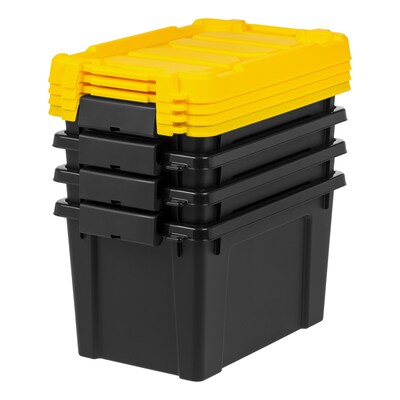 Iris Stor-It-All 21.9 Quart Storage Container with Latching Lids, Plastic, Black, 4/Pack (540014)
