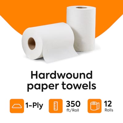 Coastwide Professional Hardwound Paper Towels, 1-Ply, 350 ft./Roll, 12 Rolls/Carton