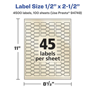 Avery Pearlized Ivory Decorative Edge Multipurpose Labels, .5" x 2.5", Ivory, 4500/Box (94749)