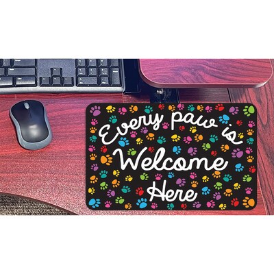 Ashley Smart Poly Computer Mouse Pad, 8" x 10", Every Paw is Welcome Here, 6/Pack (ASH12511-6)