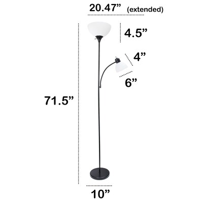 Creekwood Home Essentix 71.5" Floor Lamp with Dome Shade, Black (CWF-3000-BK-LB)