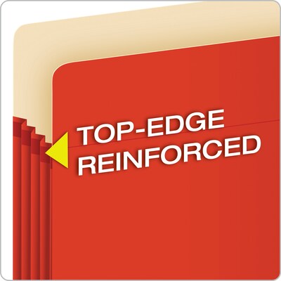 Pendaflex Color Reinforced File Pocket, 3 1/2" Expansion, Letter Size, Red (1524E RED)