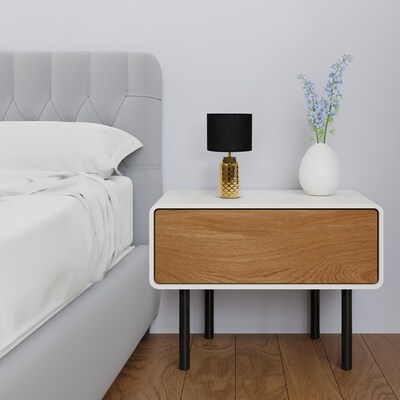 Simple Designs Whimsical Wave 13.4" LED Table Lamp, Gold Base/Black Shade (LT2123-GLD)