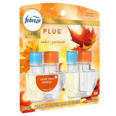 Febreze Luxe Plug Air Freshener Warmer Refill, Crisp Fall Breeze Scent, 0.87 fl. oz., 2/Pack (13891)