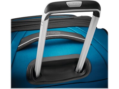 American Tourister Zoom Turbo Polyester 4-Wheel Spinner Luggage, Teal Blue (131400-1855)