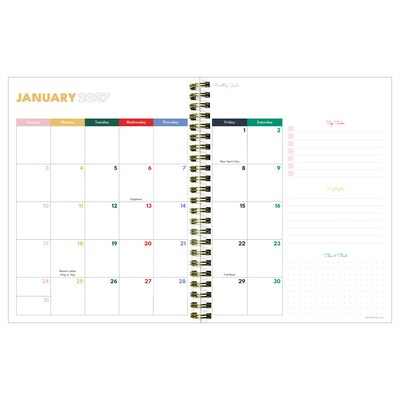 2026-2027 TF Publishing Yellow Linen 6.5 x 8 Academic & Calendar Weekly & Monthly Planner, Gold/White (AY27-9208)