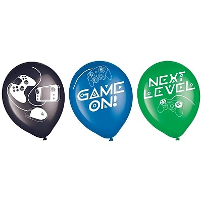 Party City 12 Game On Latex Balloons, Assorted Colors, 6/Pack (AM114899-PC)