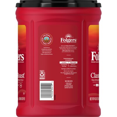 Folgers Classic Roast Ground Coffee, Medium Roast, 40.3 oz., 210/Pallet